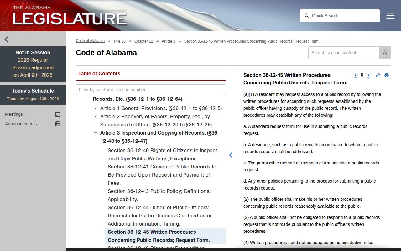 Geneva County booking record request law source